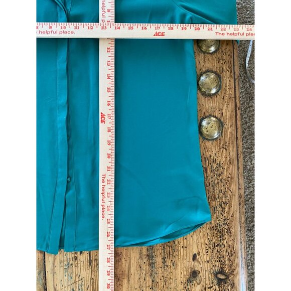 Adrienne Vittadini Womens Turquoise Long Sleeve Button Down Blouse M Polyester - Picture 6 of 6